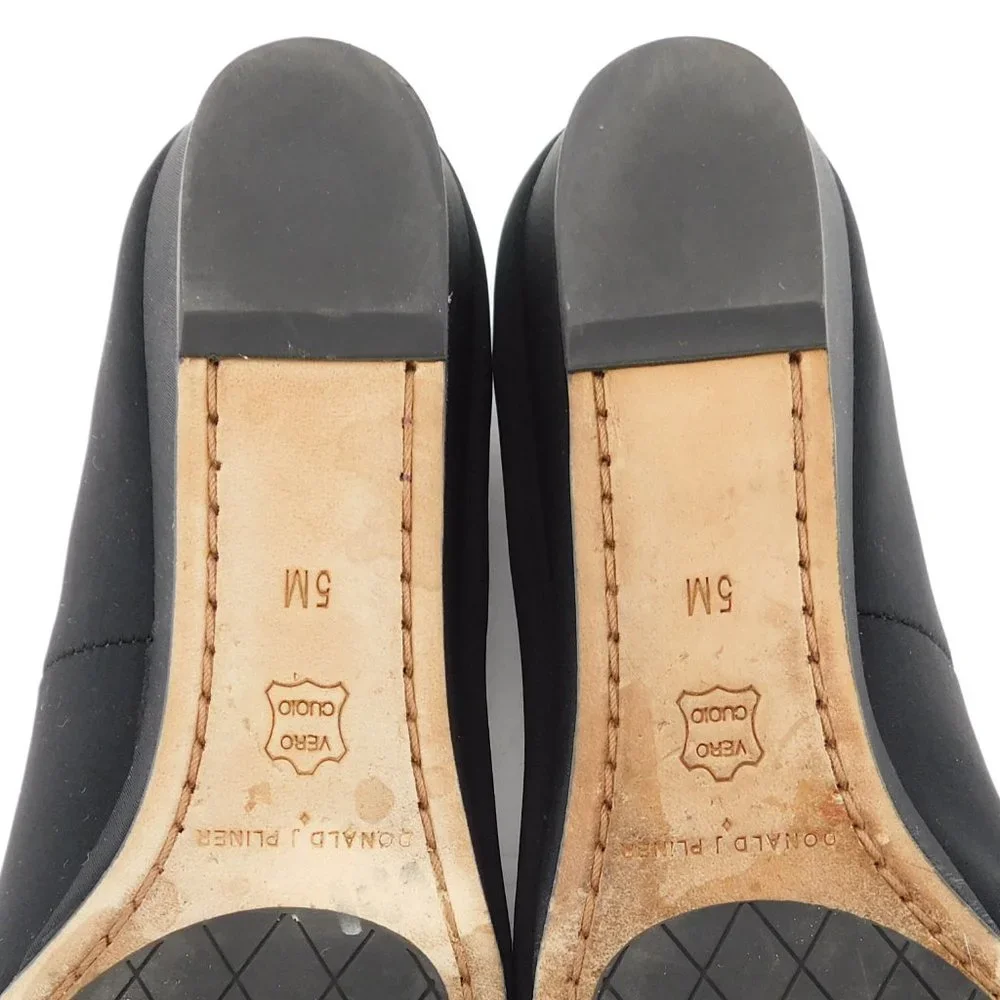 DONALD J. PLINER Black Micro Fiber Slip-on Wedged Flats 5